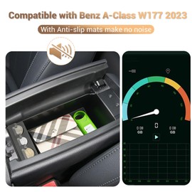 YEE PIN Benz A-Class W177 V177 2019-2023 / B-Class W247 / GLA H247 / CLA C118 / GLB X247 Centre Console Glove Box for Armrest Organiser Storage Box with Non-Slip Mat Car Accessories