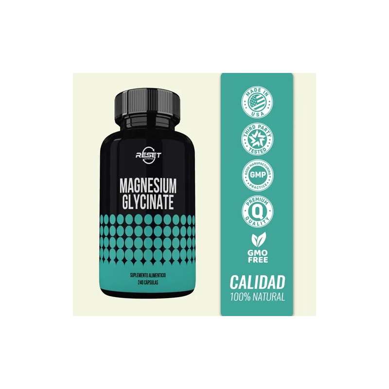 Reset Nutrition Glicinato De Magnesio 400mg Estrés 240cáp