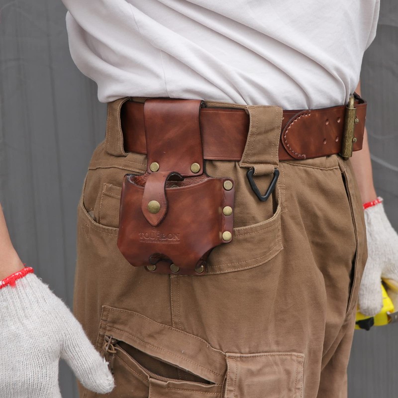 TOURBON Large Size Leather Tape Measure Holder Tool Holster for