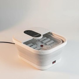 TINA Hidromasaje Para Pies Eléctrico Plegable FDL-118, con Burbujas y Luz LED Roja, Ideal Para Spa y Salones de Belleza, Color Blanco