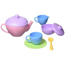 Green Toys Tea Set, Pink CB - 17 Piece Pretend Play, Motor Skills, Language & Communication Kids Role Play Toy. No BPA, phthalates, PVC. Dishwasher Safe, Recycled Plastic, Made in USA.