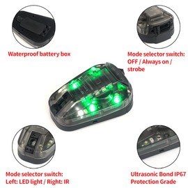 SBGJMY Tactical Helmet Signal Lights, Green and IR Strobe Light, Military Survival Light with Magic Band Support, Fast Helmet Accessories (Green)