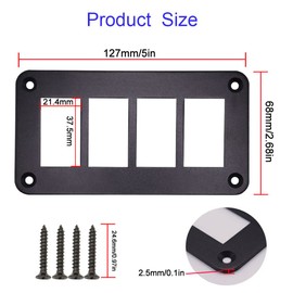 HOKAAER 4 Way Rocker Switch Panel Housing Holder, Rocker Toggle Switch Panel Housing Bracket, Black Waterproof Anodized Aluminium Panel, with Screws for Car Marine Boat Truck RV SUV ATV UTV
