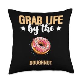 Gourmet Food Taste Frenzy Grab Life by The Doughnut Food Lovers Living Throw Pillow, 18x18, Multicolor