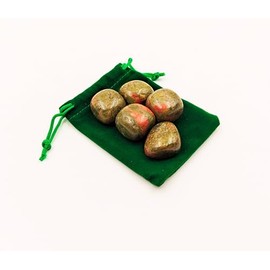 5 Unakita Natural Stones, 5 Polished Unakite Crystals with Energy Properties, Unakite Stone (Unakita, 5 Pieces)