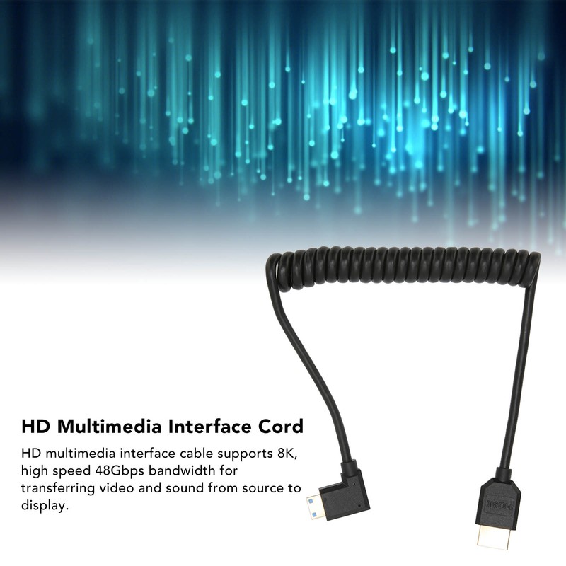 HD Multimedia Interface Cable 8K 48Gbps Right Elbow Mini HD
