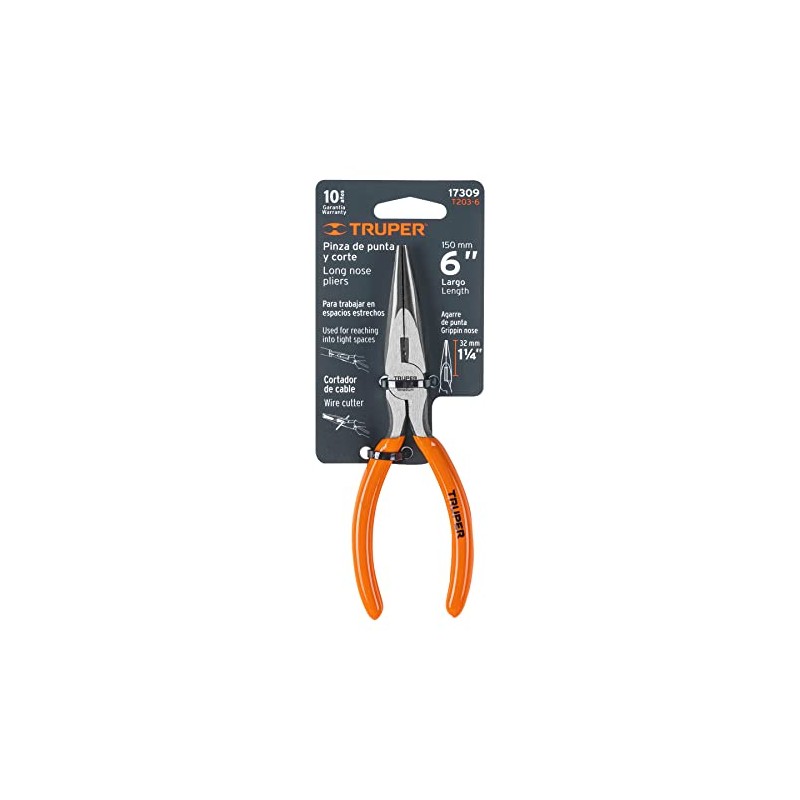 Truper T203-6, Pinzas de punta y corte, 6"
