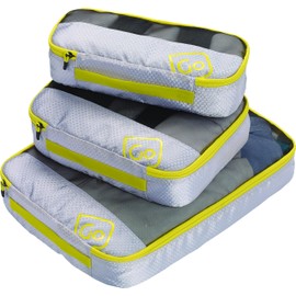 Go Travel Clothes/Garment Suitcase Packing Cubes - Yellow -Large Capacity, Lightweight and Breathable - 3 Piece Set (Ref 286.101)