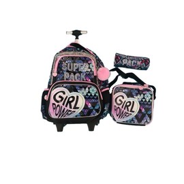 Meetbelify Rolling Backpack for Girls Backpack with Wheels for Elementary Student Kids School Bag with Lunch Box Pencil Case for Girls Ages 6-8 Years Old