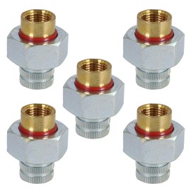 Midline Valve EVGG0012-OM-5 Dielectric Union Pipe Fitting; 1/2 in. FIP; Reduces Electrolysis; Brass x Stainless Steel (5 Pack)