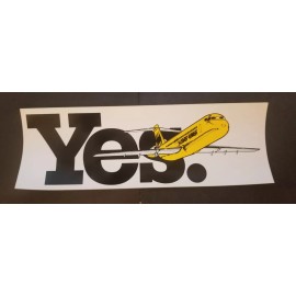 HUGHES AIRWEST Bumper Sticker YES 1970s Unused  3.5x12 In Yellow Banana Airplane