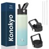 Konokyo 22oz Stainless Steel Bottles with 3 Lids Sport Insulated