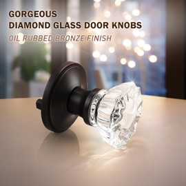 KNOBWELL 5 Pack Single Sided Classic Dummy Interior Door Knobs Set Oil Rubbed Bronze Finish, Door Knobs Crystal Style with No Latch or Lock