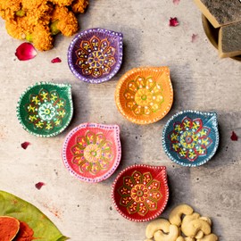 (Pack of 36) Clay Diyas with Cotton Wicks, Diwali Decorations for Home, Mitti Diyas for Pooja, Indian Pooja Decor for Mandir, Diwali Gift, Earthen Lamp for Navratri Dussehra, Party Favors