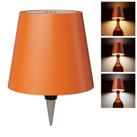 nulmvic Wireless Bottle Lamp Shade - Portable LED Wine Bottle Lamp with Stopper, 3 Color Stepless Dimming Rechargeable Touch Wine Bottle Lights for Any Liquor Bottle Bars Restaurants-Orange