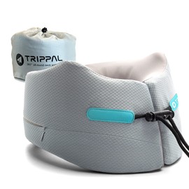 PILCAVE Travel Neck Pillows Adjustable Memory Foam Travel Pillows Chin Head Support for Airplane Car Home Sleeping Rest with Compact Carry Bag Unisex, Grey M