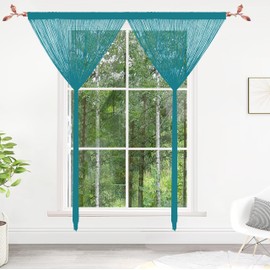 Taiyuhomes String Door Curtains Fly Screen Curtain For Window Decorations Living Room Doorways Crystal Plain Tassel (Blue2, 90 x 200 cm)