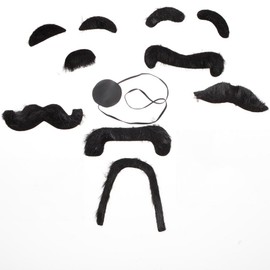 Fun Express 12 Fake Moustaches - Assorted Shapes & Sizes! Costume Fun Mustache