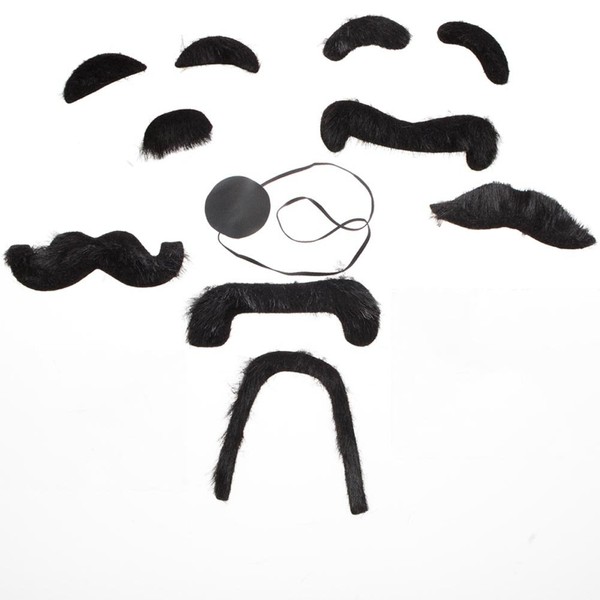 Fun Express 12 Fake Moustaches - Assorted Shapes & Sizes!