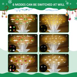 Qmioti Christmas Tree Topper Lighted with 6 Projection Modes, Plug in Hollowed Pentagram Star Tree Topper Built-in LED Rotating Lights, 3D Glitter Dynamic Projection for Christmas Tree Decor(Silver)