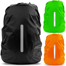 3 Funda Impermeable para Mochila, Mochila para Lluvia con Tira Reflectante, Protector de Mochila Lluvia de Alta Visibilidad para Campismo, Ciclismo al Aire Libre, Senderismo, Montañismo