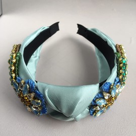 Yusier Baroque Rhinestone Crystal Headbands for Women Embroidered Hair Band Exquisite Hairband Women's Hair Accessories Hair Hoop A Variety of Colors, Satin Fabric (Robin's Egg Blue)