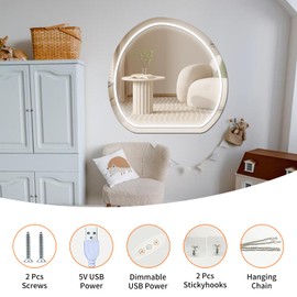 Neonawall Vanity Neon Lights for Bathroom,USB Powered Led Neon Signs for Wall Decor,White Led Mirror for Bathroom,Mirrors for Bathroom Sink,Dorm Mirror with Lights