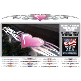 Tribal Heart Windshield Decal Window Banner Choose from 16 Styles for car, Truck, Tailgate (Pink)