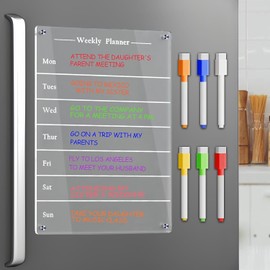8"x12" Acrylic Magnetic to Do List for Refrigerator,Fridge to Do List Magnet Dry Erase Board,Fridge Grocery List Magnet Includes 6 Dry Erase Markers
