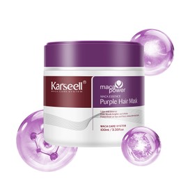 Karseell Purple Hair Mask 100 ml, Purple Hair Mask for Blonde, Blonded, Grey Hair, Purple Hair Mask Neutralises Yellow Tones, Repairs Hair Damage