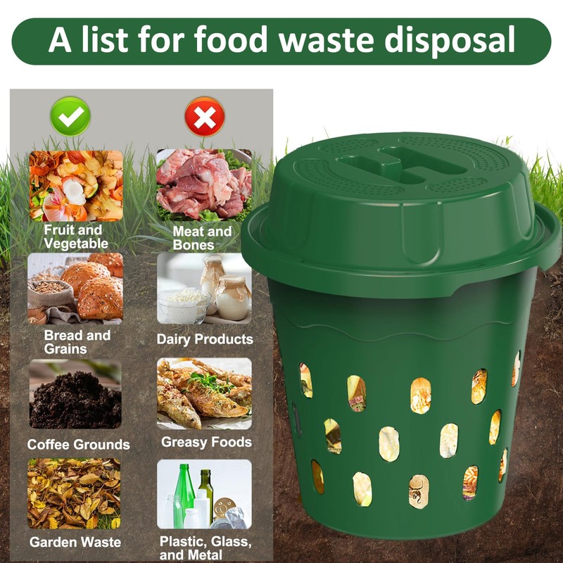 HCGADON 2-Pack InGround Compost Bin for Garden Beds, 8L Worm