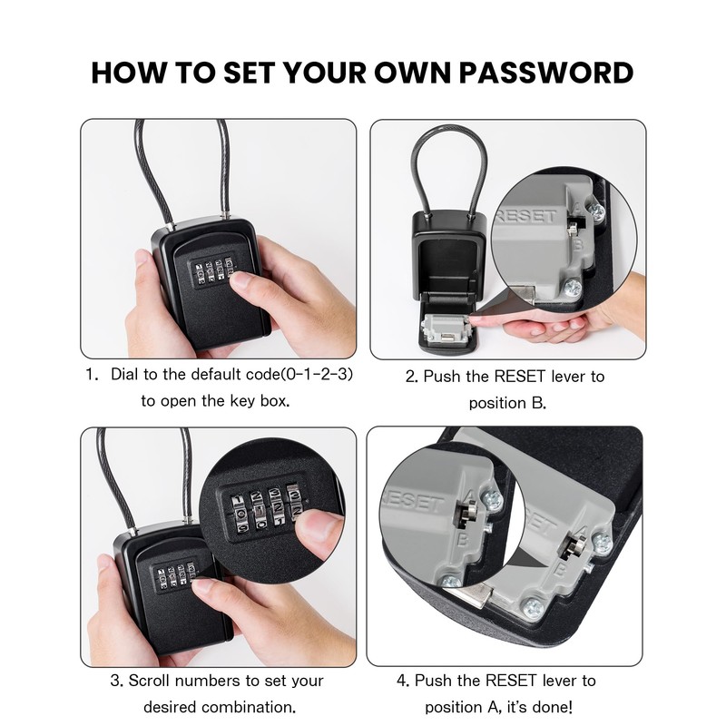 JOJOSEE Key Safe Outdoor, Key Lock Box with Removable Wire