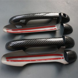 Sport Style Carbon Fiber Print Door Handle Cover Protector for Toyota Highlander 2014 2015 2016 2017 2018 (Carbon Fiber Print)