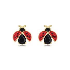 Superchic Cute Ladybug Gold Plated Crystals Cubic Zirconia Stud Earrings for Women Gift