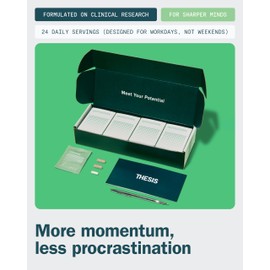 Thesis Motivation - Nootropic Brain Support Supplement - Promotes Healthy Brain Energy, Focus & Beat Procrastination - Artichoke Extract, Dynamine, L-Phenylalanine & L-Theanine - 24 Servings