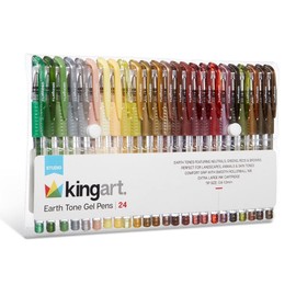 KINGART Soft Grip Earth Tone Gel Pens, XL 2.5mm Ink Cartridge, Set of 24 Unique Colors