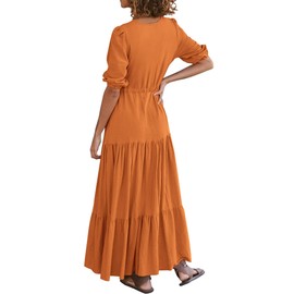 BTFBM Women Maternity Dresses for Photoshoot Elegant Wedding Guest Dresses Boho Long Dresses(Solid Brown Orange,X-Large)