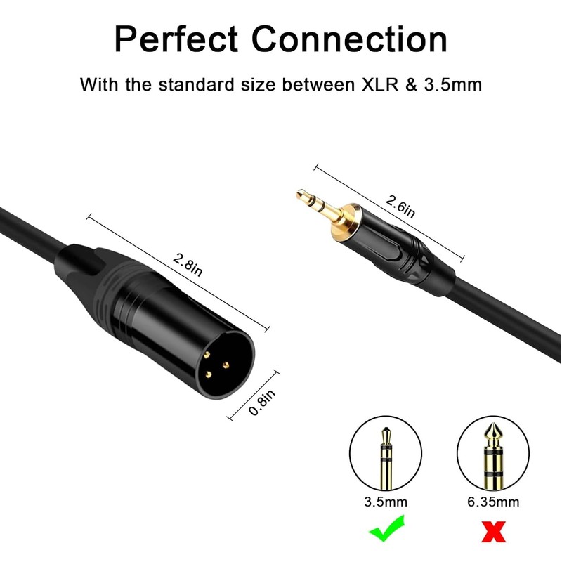 3.5mm to XLR Cable, 3.3FT XLR to 3.5mm Unbalanced 1/8