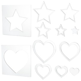 WEBEEDY 2 Styles Multi Star Heart Router Template for Adults Beginners Clear Acrylic Tracing Template Star and Heart Router Inlay Template for Woodworking DIY Craft Template(20x20x0.6cm)