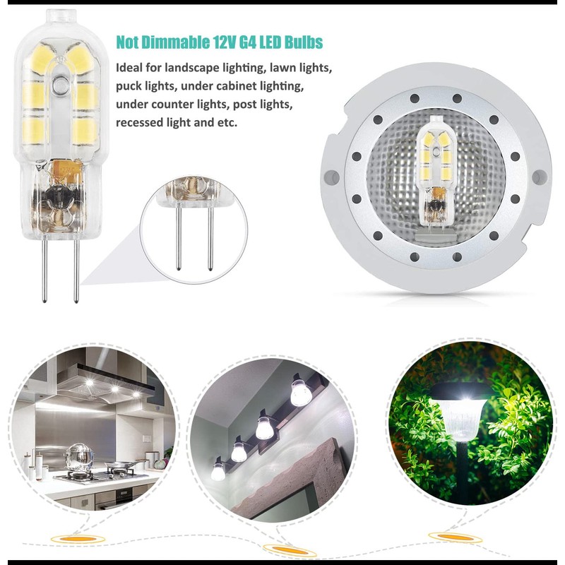 G4 LED Bulb, 12V Bi Pin 20W Halogen Bulb Replacement,