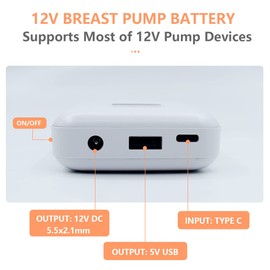 Wamlet 12v Portable Breast Pump Battery and Charger for Medela Sonata,Freestyle,Spectra S1 S2 9Plus and Lactina Hygeia EnJoye