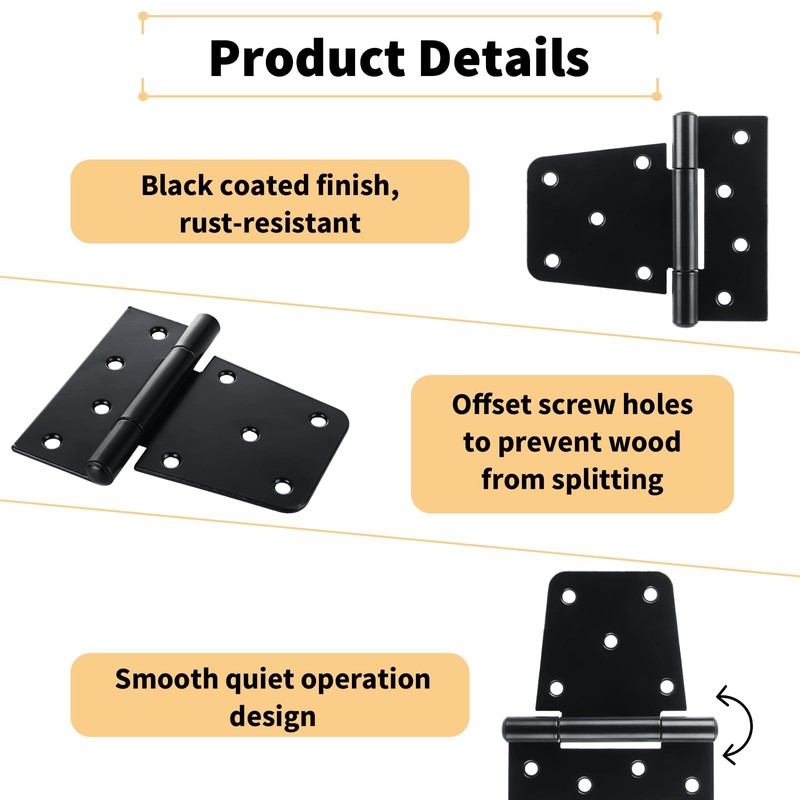 8 Pack Heavy Duty Gate Hinges 3.5 inch Extra Thick
