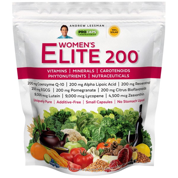 ANDREW LESSMAN Multivitamin - Women's Elite-200 30 Packets – Potent Nutrients Plus 200mg Each Coenzyme Q10, Alpha Lipoic Acid, Resveratrol, EGCG, Pomegranate, Citrus Bioflavonoids. No Additives