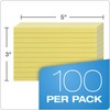 Oxford(R) Colored Recycled Index Cards, Ruled, 3in. x 5in., Canary,