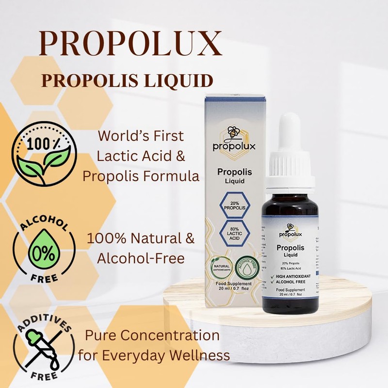 PROPOLUX Alcohol-Free Propolis Drops – Unique Lactic Acid Extraction, PG-Free