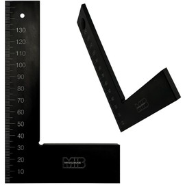 MIB Flat Angle Made of Hardened Aluminium 150 x 100 mm | Precision Square According to DIN 875 GG1 | Carpenter's Square | Tool for Carpenters & Craftsmen | Stop Square Metal | Protractor Black