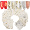 Set of 30 Gold & Silver Feather Nail Stickers Water