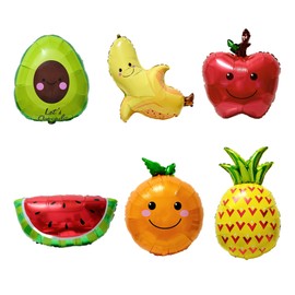 Set of 6 Fruit Aluminum Foil Balloons Fruit Film Balloons Birthday Party Decorations Baby Shower Supplies Bananas Orange Watermelon Apple Avocado Pineapple