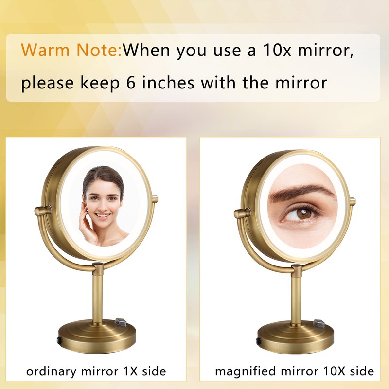 Cavoli 8.5 inch LED Makeup Mirror with 10X Magnification, Three