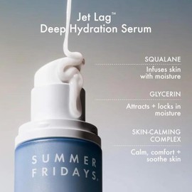 Summer Fridays Jet Lag Deep Hydration Serum - Moisturizing face for dry skin with glycerin and squalane to help improve the skin barrier and reduce fine lines and wrinkles (1 ounce) Size / 여름 금요일 시차 딥 하이드레이션 세럼 - 글리세린과 스쿠알란이 함유된 건조한 피부를 위한 보습 페이스 피부 진정 장벽 개선 및 잔주름 주름 개선에 도움 (1온스) Size
